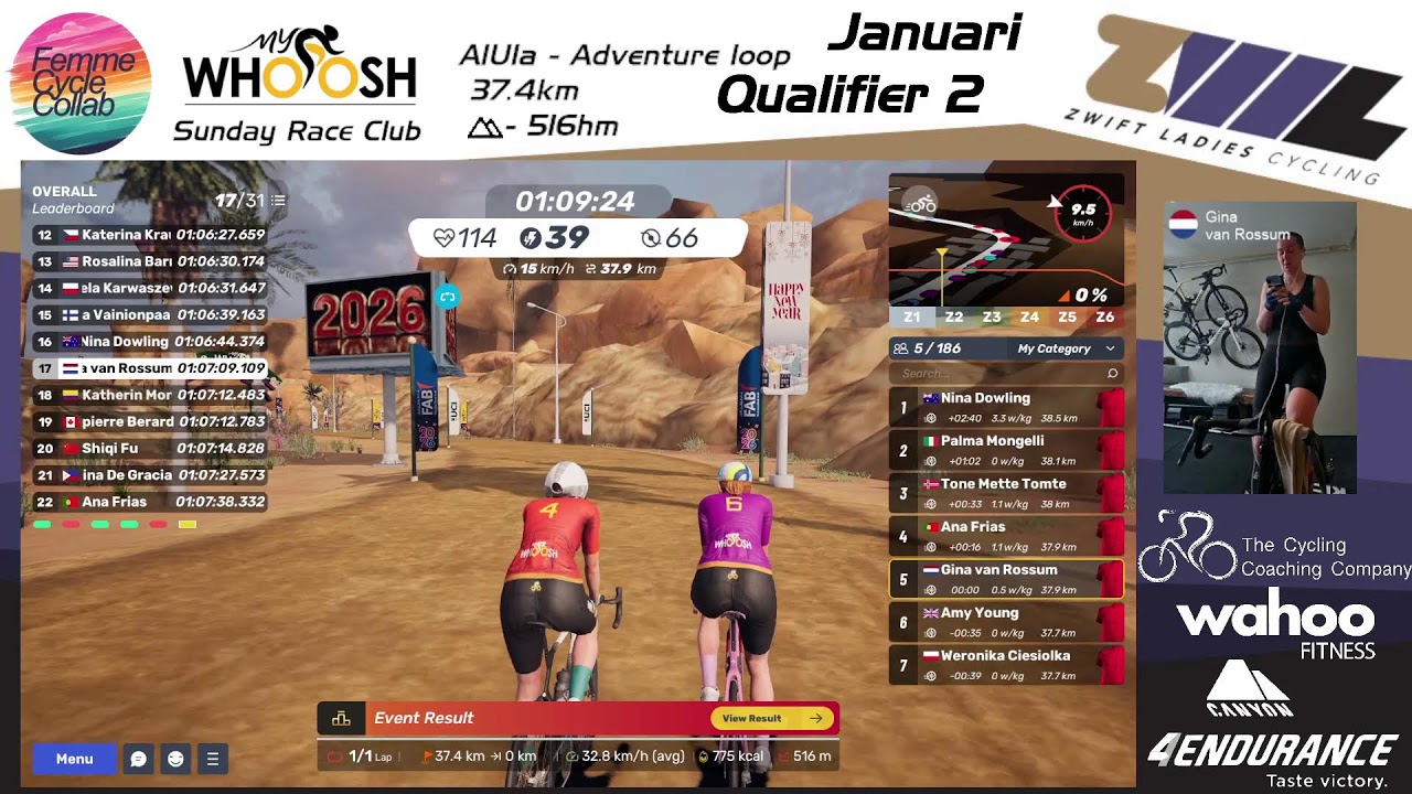 MyWhoosh Sunday Race Club - Women Q2- AlUla Adventure Loop- Jannuari 2026