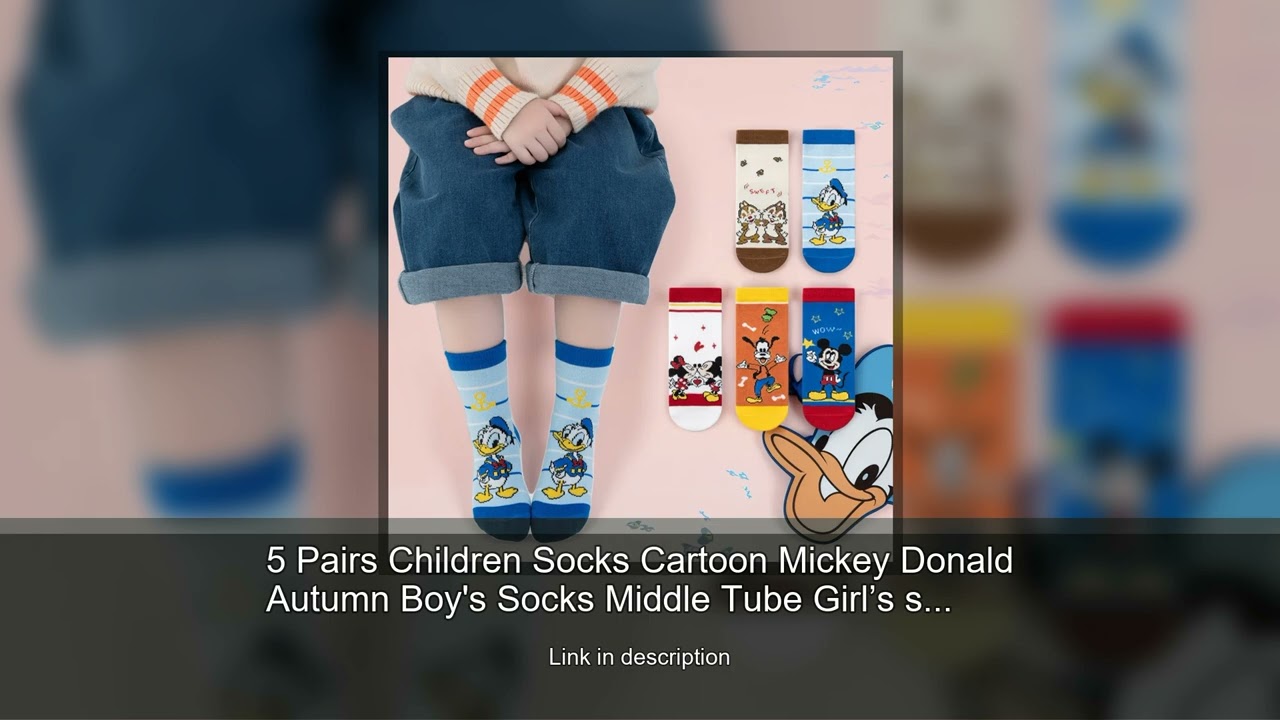 5 Pairs Children Socks Cartoon Mickey Donald Autumn Boy's Socks Middle Tube Girl&rsquo;s sock Cotton