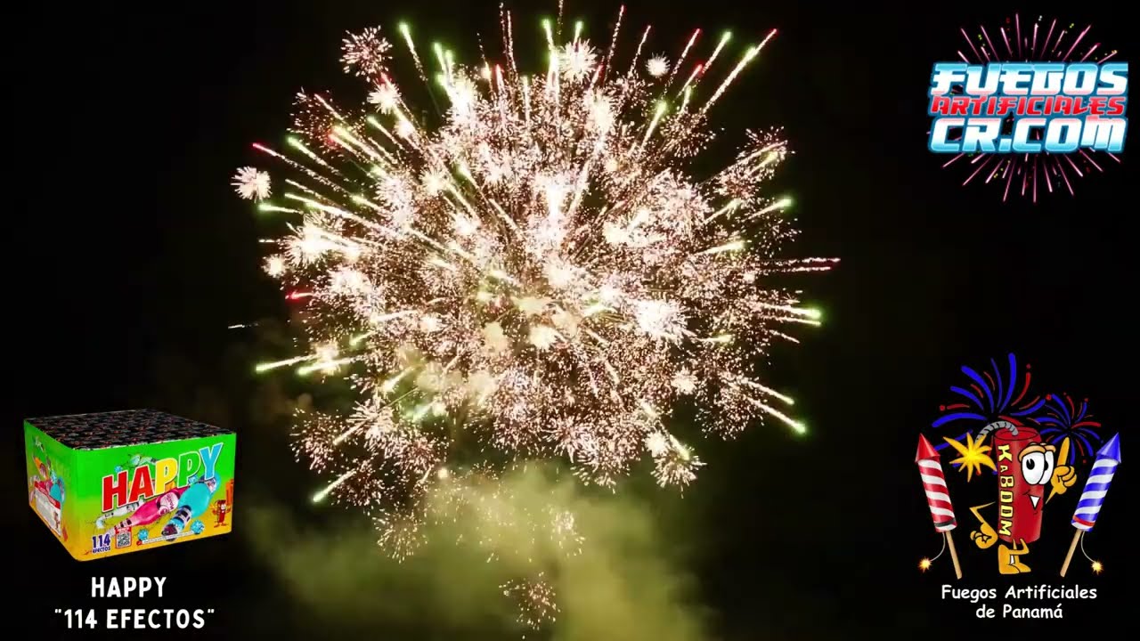 Caja Multicolor Happy 114 Tiros, Fuegos Artificiales Cross