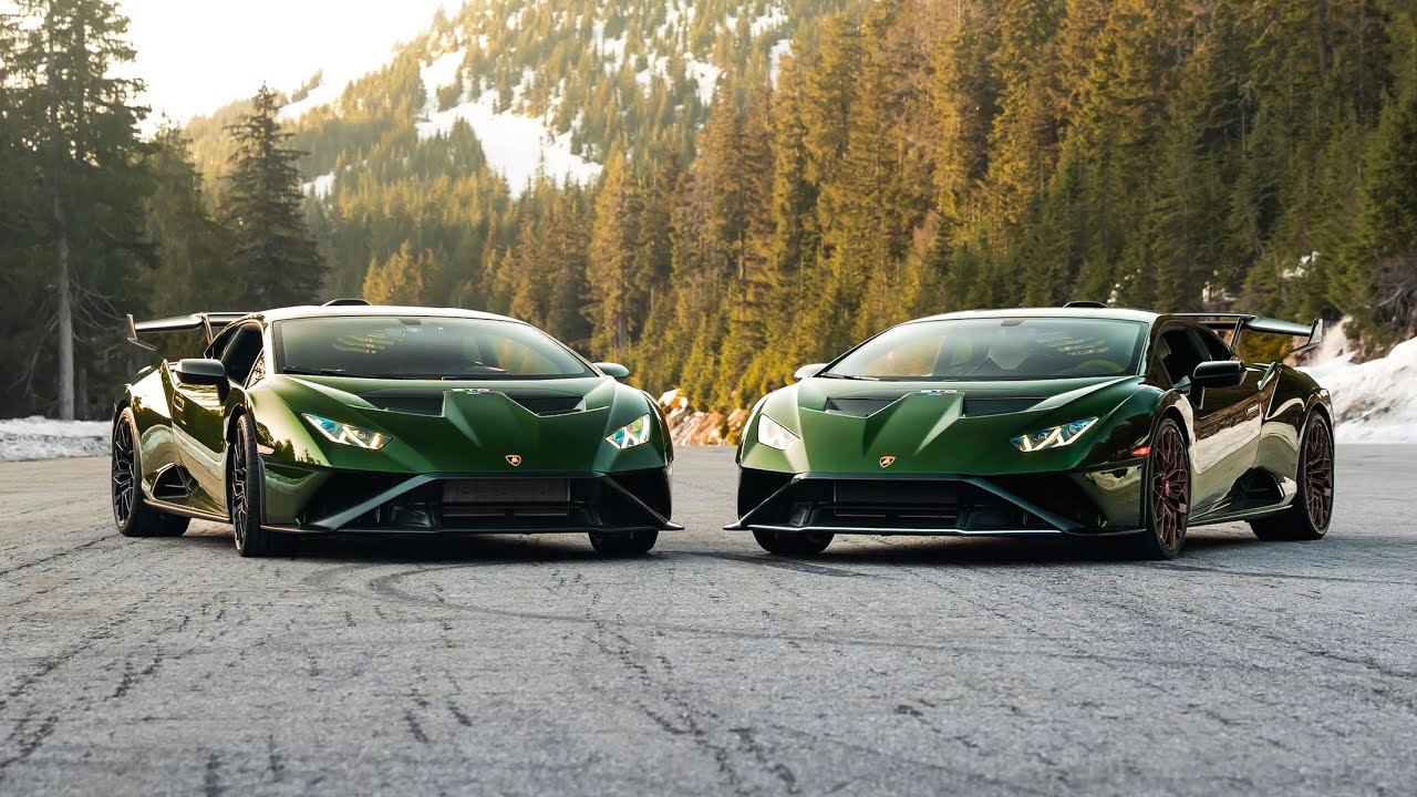 TWO Lamborghini STO Verde Ermes Mountain Drive [4K]
