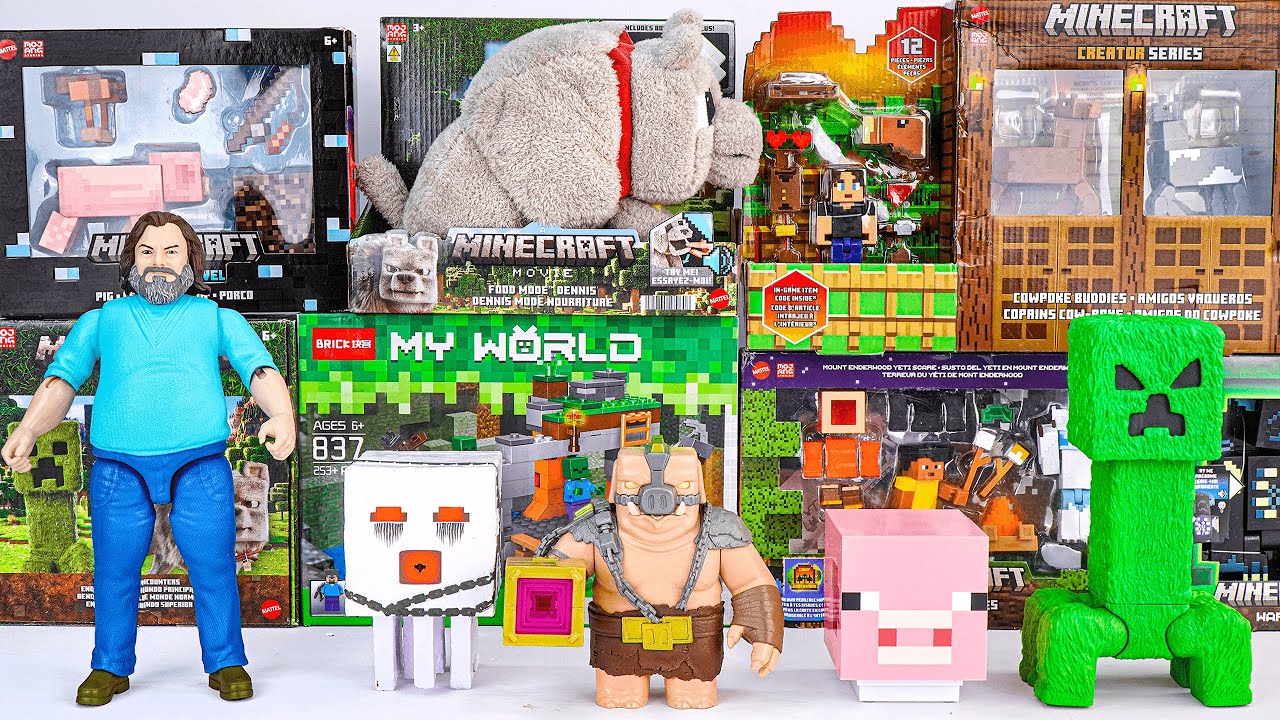 Minecraft movie toy collection unboxing ASMR | Dennis the wolf | blast attack Ghast | toy review