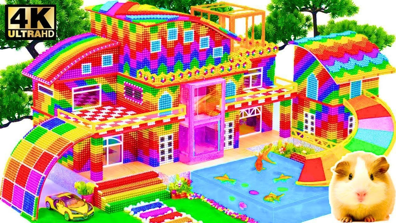 How To Build Future Beach House Has Wavy Water Slide And Turtle Infinity Bridge From Magnetic Balls