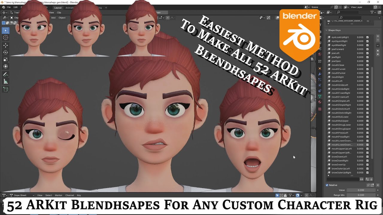 How To Create All The 52 ARKit Blendshapes For Any Rig Character In Blender