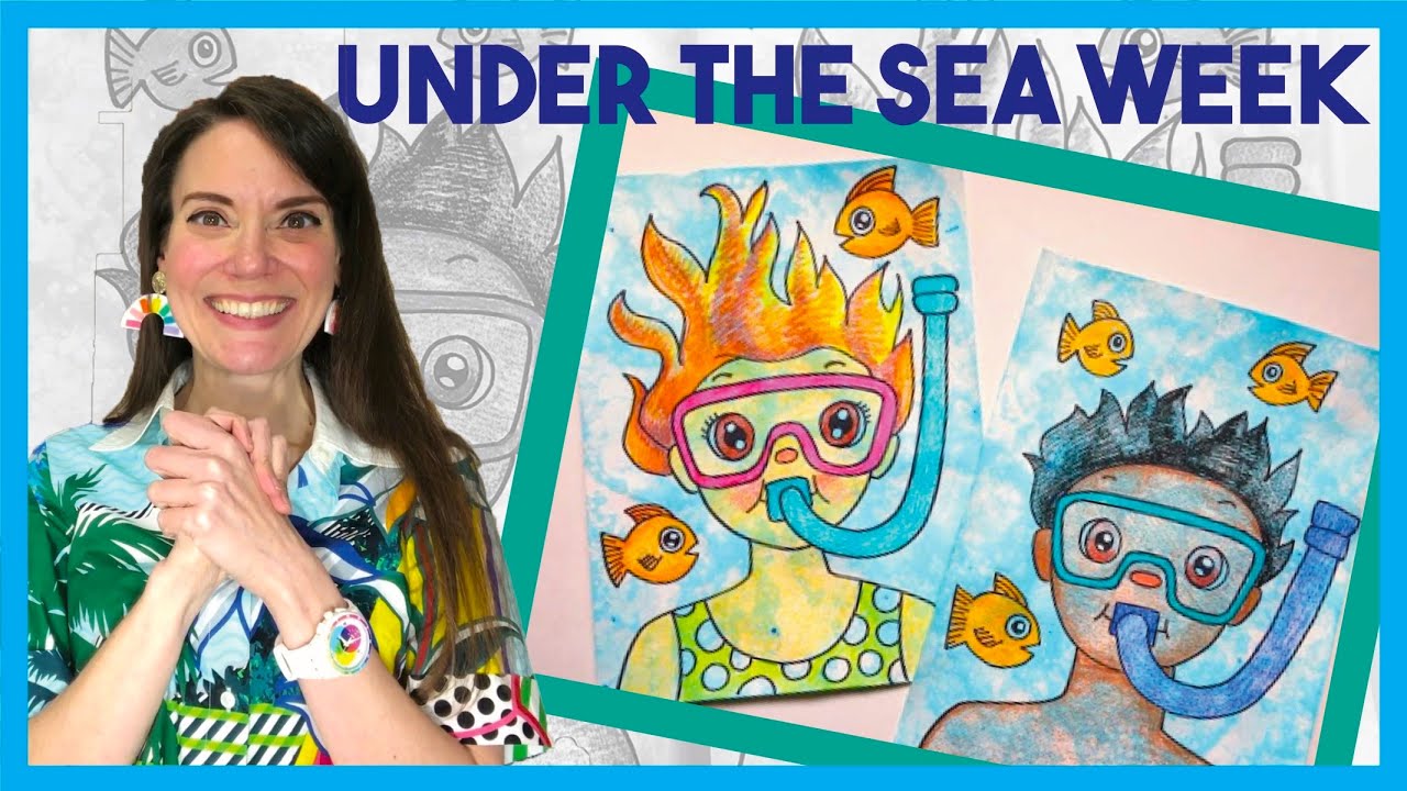 Hot to Draw a Bubble Print Snorkeler Selfie | Under the Sea Week