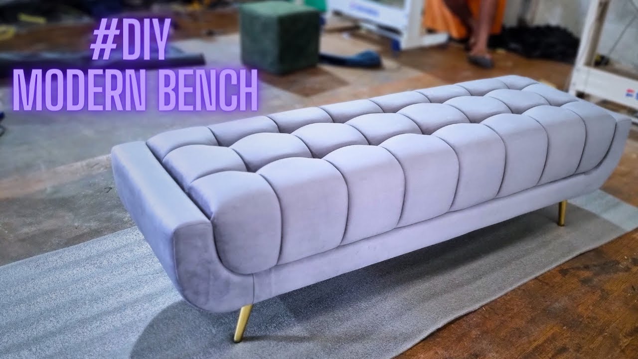 Diy Modern Bench Gray Velvet , How to make Upholstered Ottoman