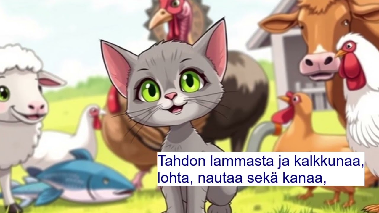 Minni-kissan aamu (Kissan konjunktiolaulu, A2-B1, konjunktiot)