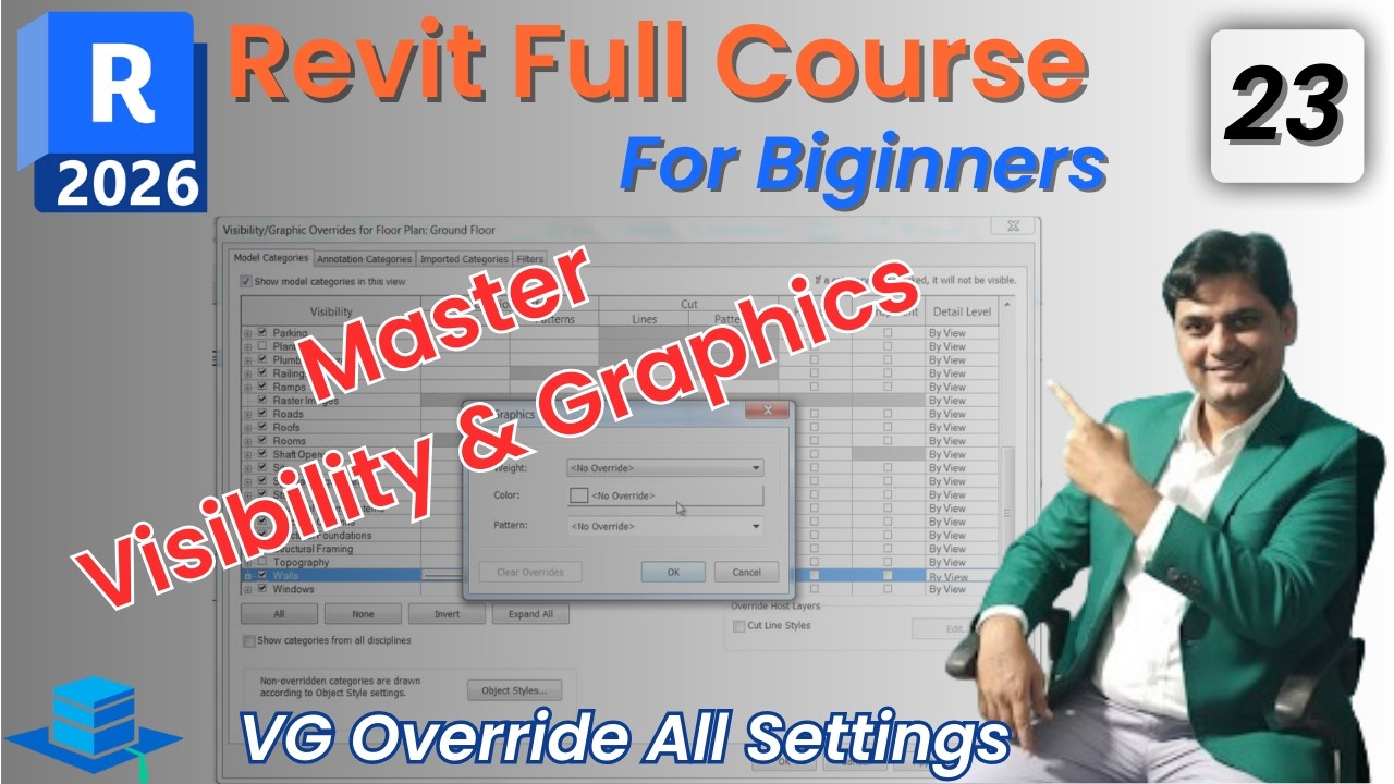 #23 Revit 2026 Tutorial for Beginners | Visibility & Graphics Override Explained | All View Settings