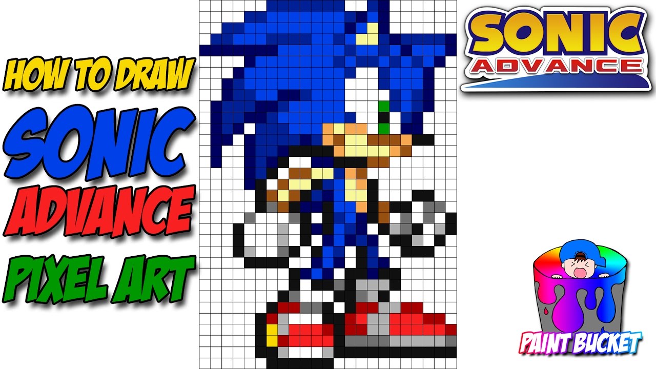 How to Draw Sonic the Hedgehog 16-Bit - Drawing Sega's Sonic Advance Pixel Art Tutorial