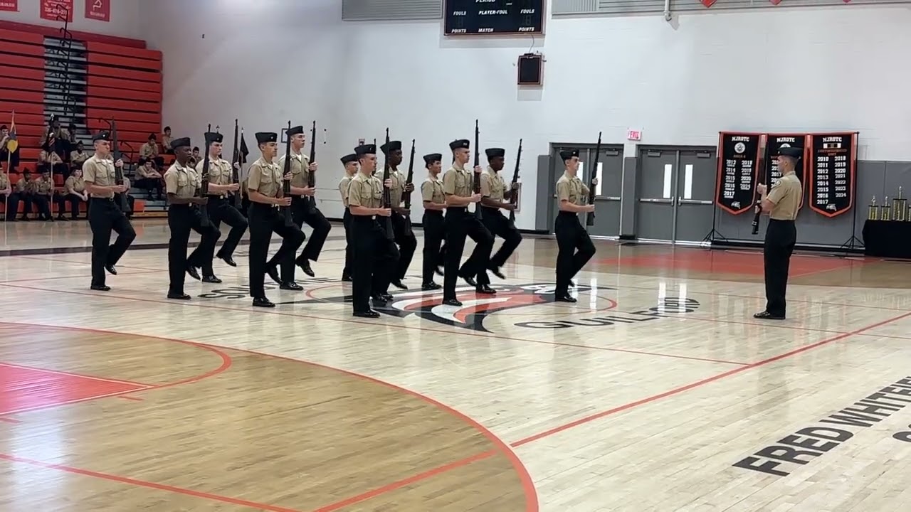 Southeast Guilford NJROTC Armed Exhibition AMI Performance 2024 (Floor Angle)