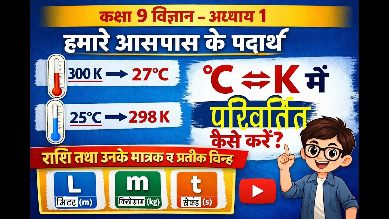 तापमान बदलना सीखें (Kelvin ⇄ Celsius) | राशि और उनके मात्रक | Class 9 Science Ch 1