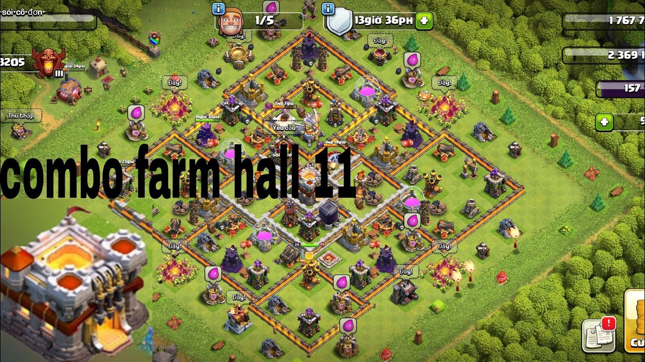 combo đi farm hall 11 n&acirc;ng tường max nhanh
