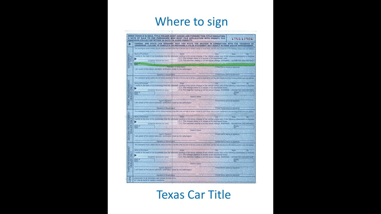 Where and how to sign your Texas Car Title as a seller