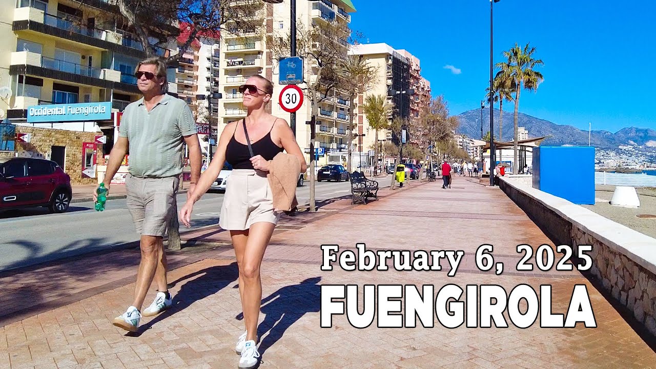 Fuengirola February 6, 2025 Promenade Walk Malaga Costa del Sol Spain [4K]