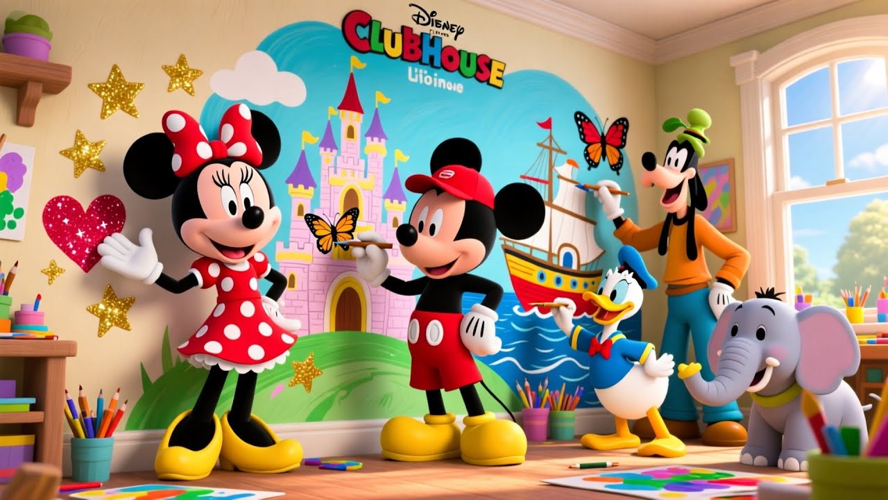 Minnie Mouse Painting Party 🎨 | Fun Colors & Art Adventure at the Clubhouse |  Kids Story