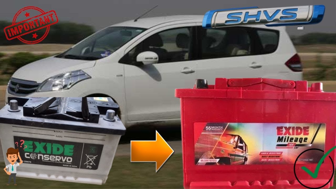 Maruti Suzuki Ertiga Battery Replacement | 70Ah Exide mileage ISS battery | SHVS Battery Replacement