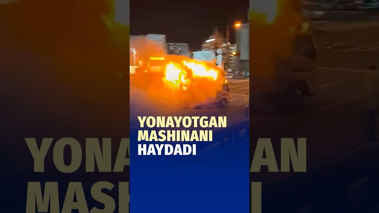 Mashina yonmoqda, haydovchi esa to‘xtamay uni boshqarib ketmoqda.