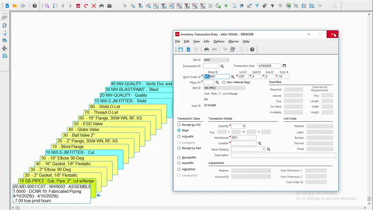 Infor VISUAL ERP - Actual Costing