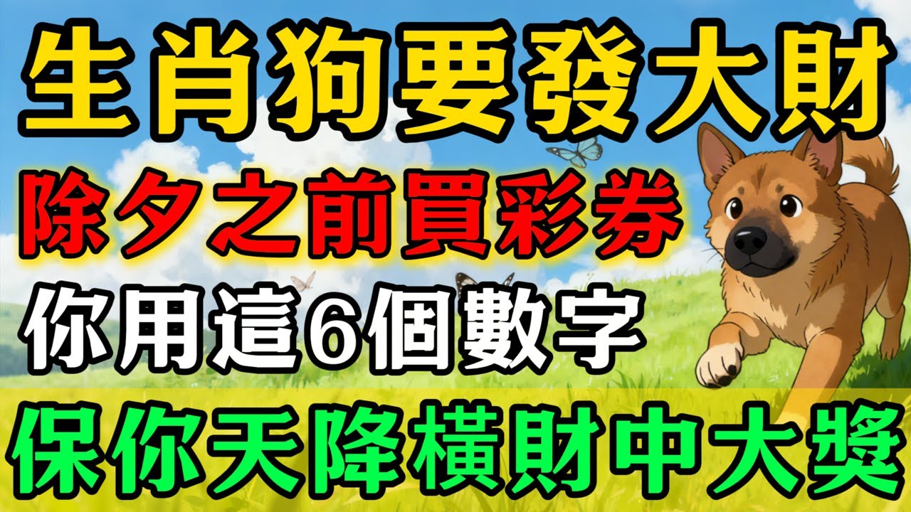 生肖狗要發大財，除夕之前買彩券，你用這6個數字，保你天降橫財中大獎！#佛靈禪師#屬相運勢#生肖#家運#生肖運勢的那些事#先知#風水變化#提升運勢