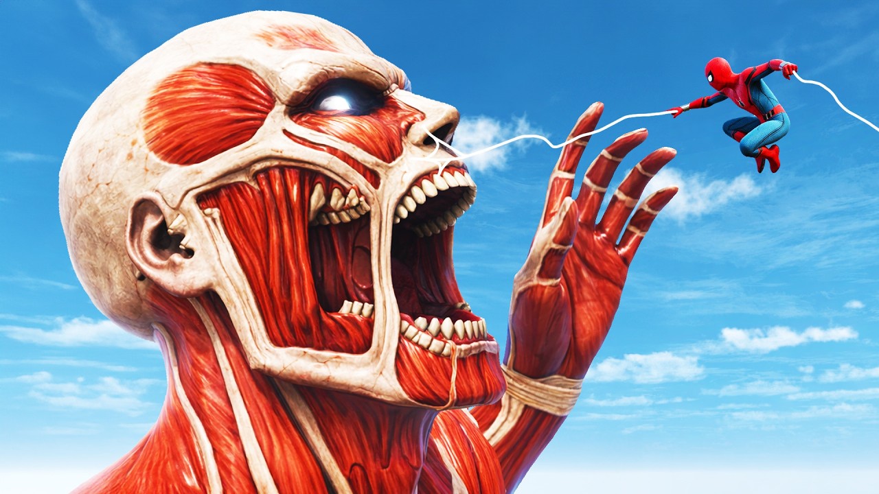Spiderman FIGHTS Colossal Titan from Attack on Titan