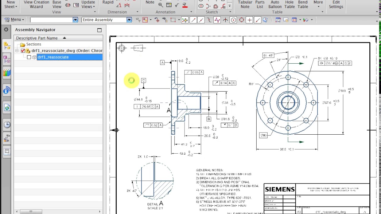 NX CAD 2D Drafting : Edit associativity to model geometry