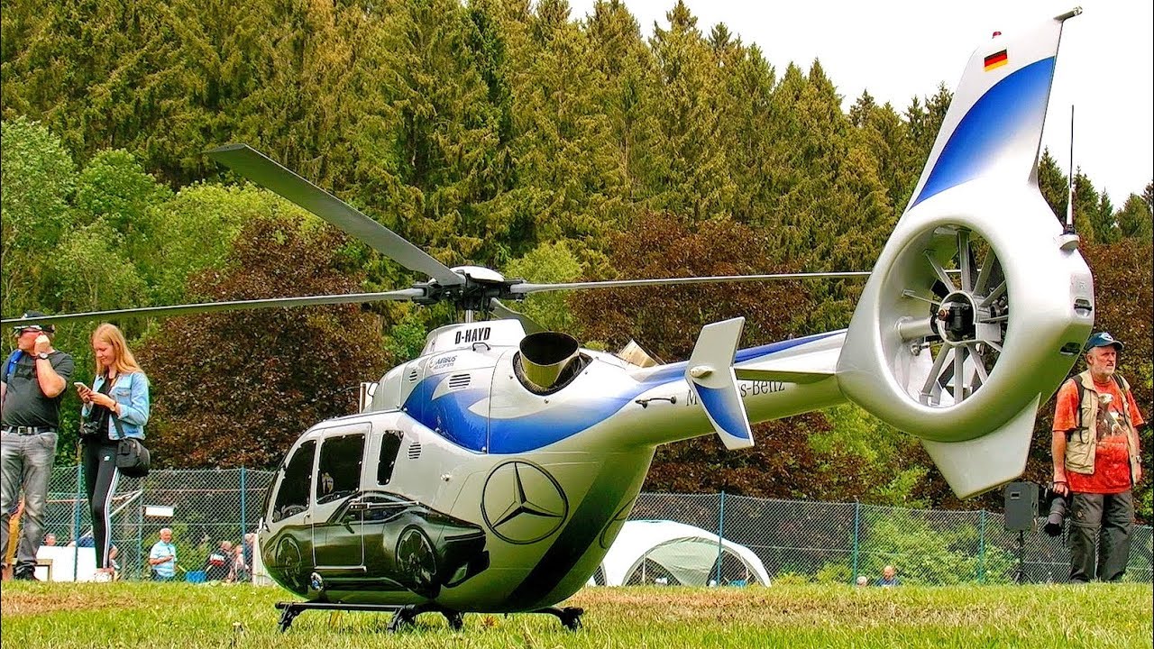 STUNNING BIG RC EC-135 SCALE MODEL TURBINE HELICOPTER FLIGHT DEMONSTRATION BERND P&Ouml;TING
