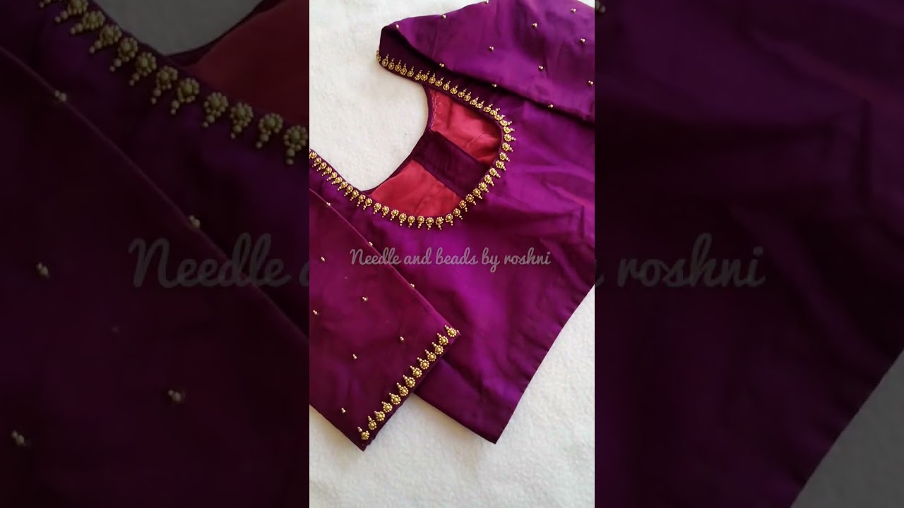 Simple aari work in plain blouse #aariwork 