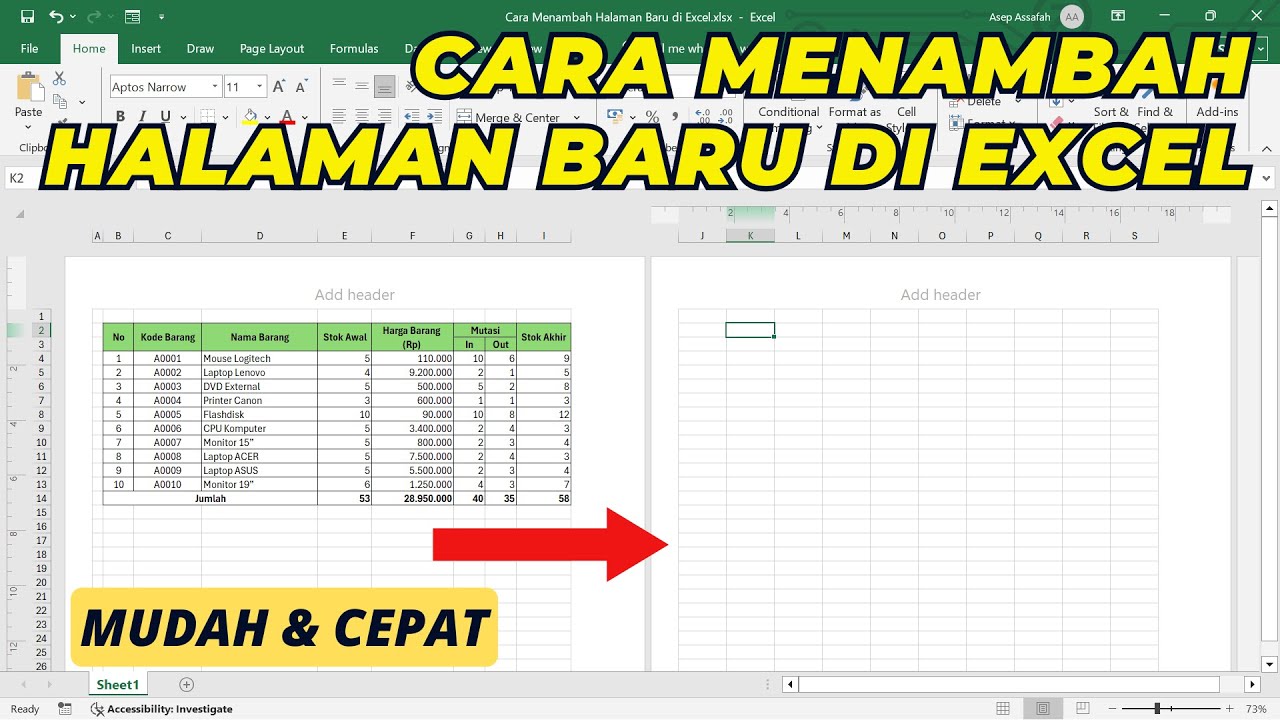 Cara Menambah Halaman Baru di Excel dengan Mudah dan Cepat | Tutorial Excel