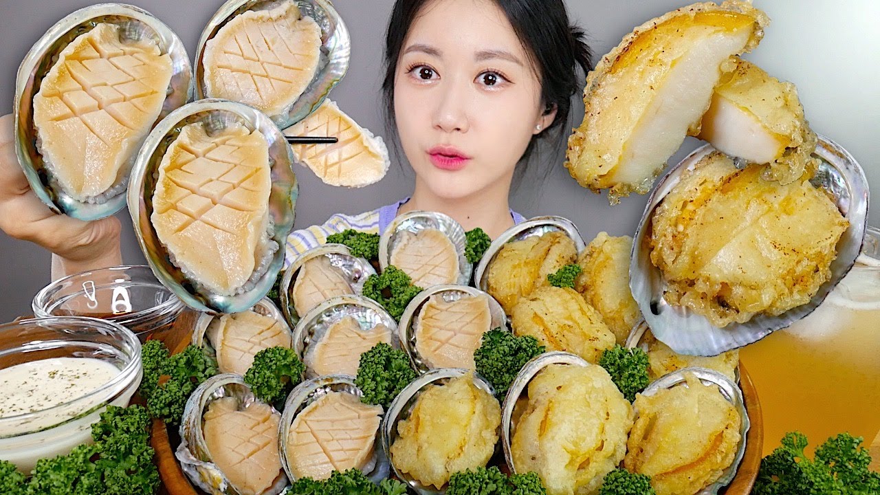 ASMR MUKBANG | Сырое Морское Ушко + Жареное Морское Ушко💛 | eating | Real Sound Mukbang