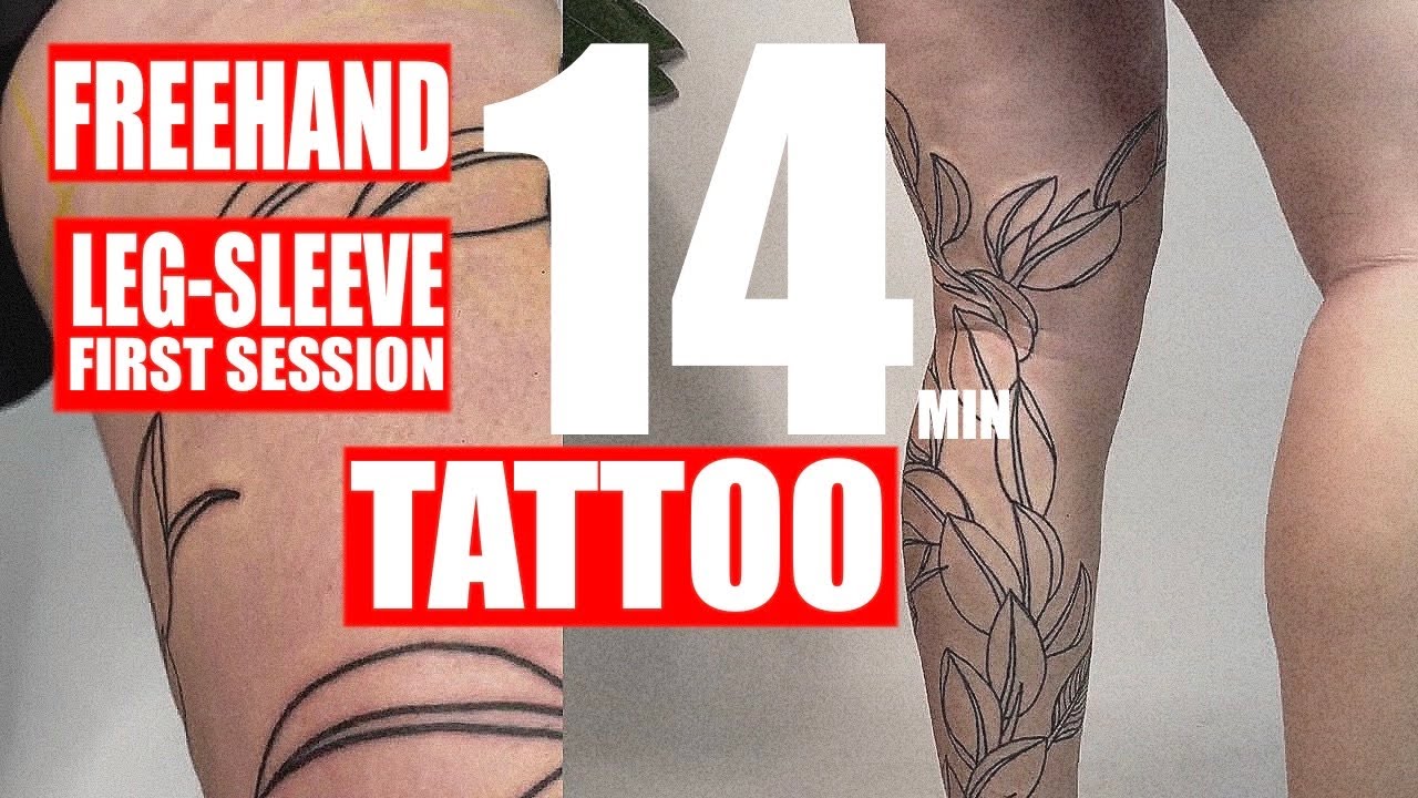 Tatuagem de Folhas: Primeira Sessão do Fechamento de Perna