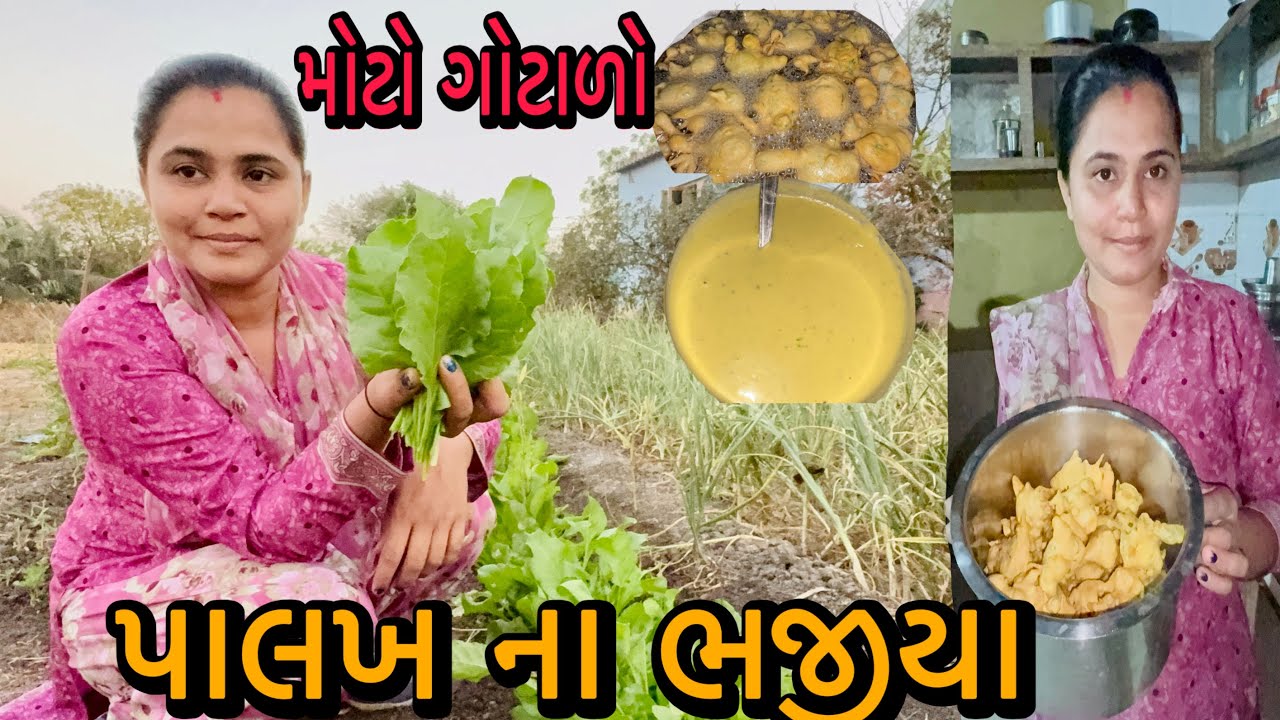 પાલક ના ભજીયા🥬મોટો ગોટાળો✅RR Life //@ Gujarati village life vlog 