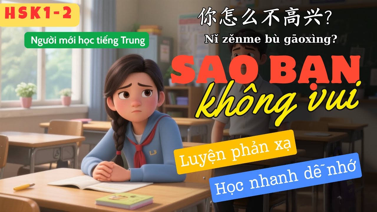 Sao Bạn Không Vui | Luyện Phản Xạ Nói Nhanh Tiếng Trung | HSK 1-2