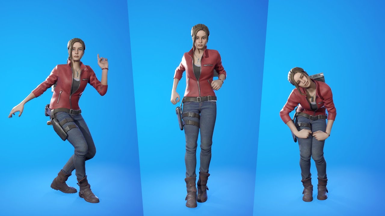 Claire Redfield Skin Showcase with Emotes and Dances | Fortnite Battle Royale X Claire Redfield Skin