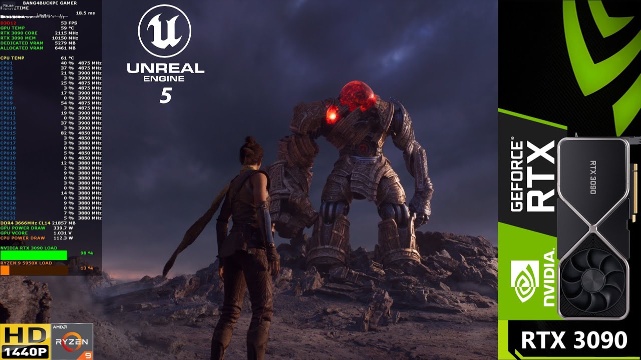 Unreal Engine 5 Valley Of The Ancient Demo 1440p | RTX 3090 | Ryzen 9 5950X