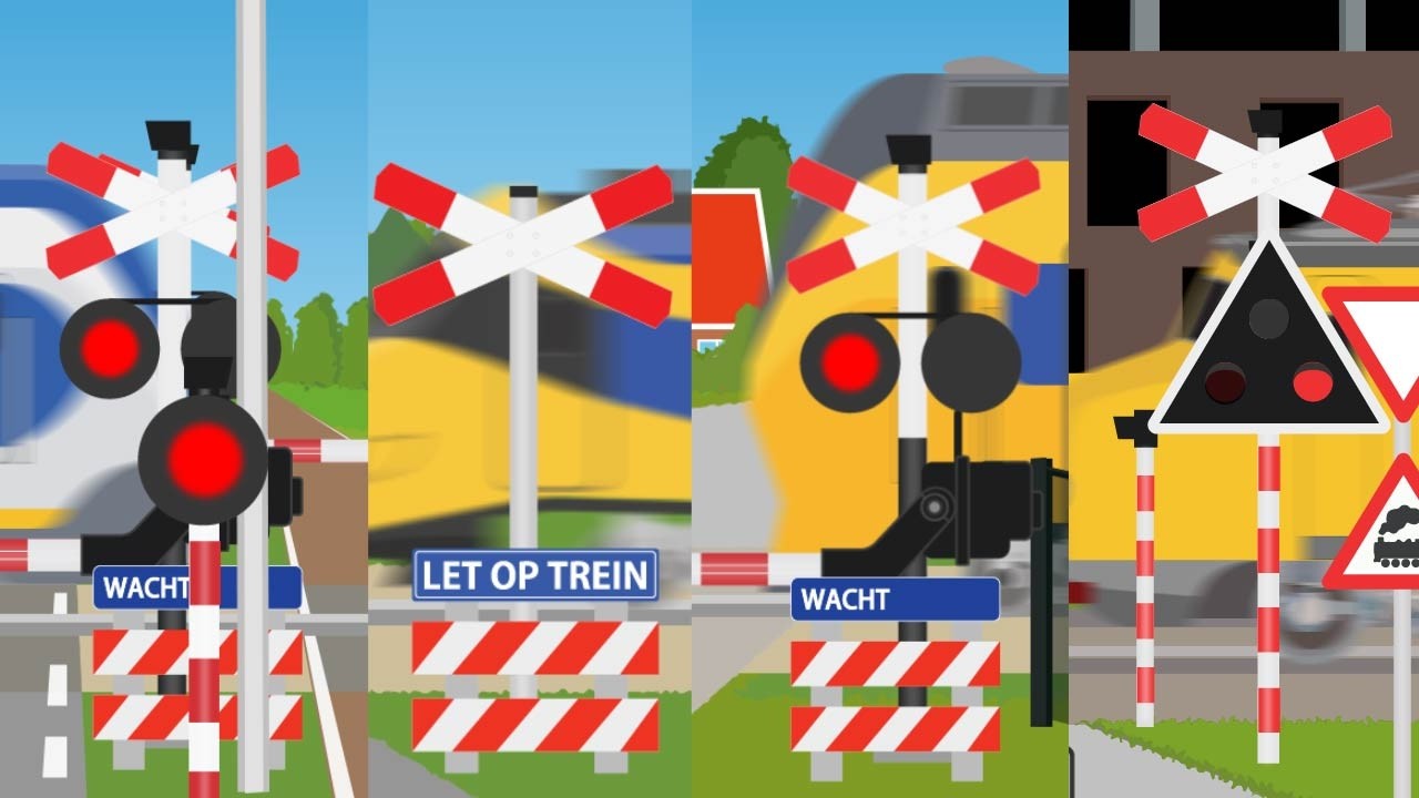 Spoorwegovergang // Dutch railroad crossing, trein　【踏切アニメ】オランダの踏切と電車