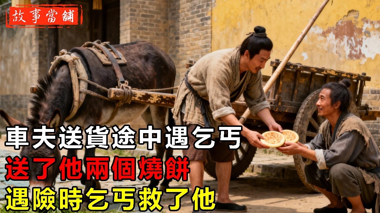 車夫送貨途中遇乞丐，送了他兩個燒餅，遇險時乞丐救了他| 民間故事 | 故事當舖