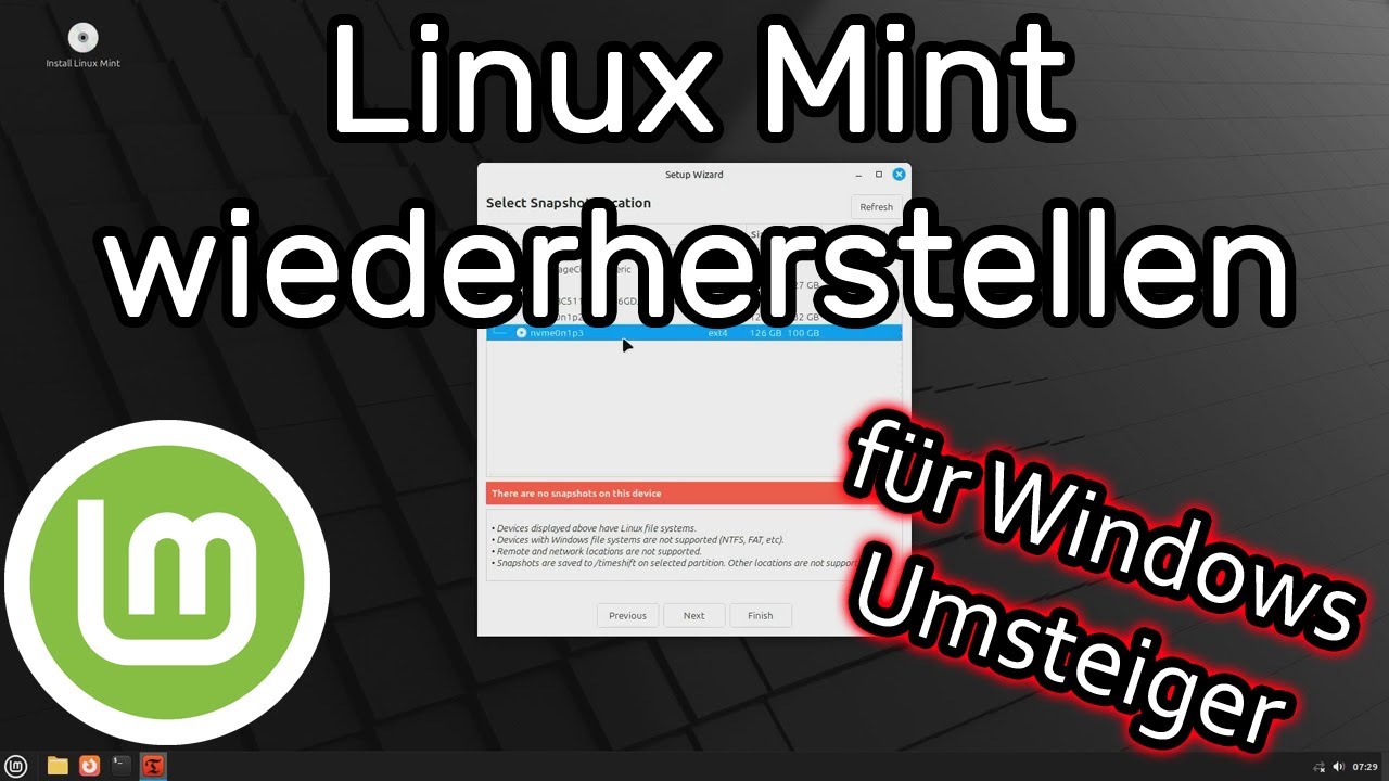 Linux Mint reparieren mit Timeshift und Schnappschuss - Anleitung f&uuml;r Anf&auml;nger 🐧