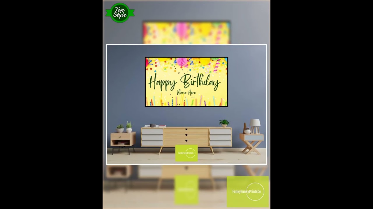 Samsung Frame TV Art 4K Personalized Happy Birthday Digital Download, Unique Party Decor & Gift I...