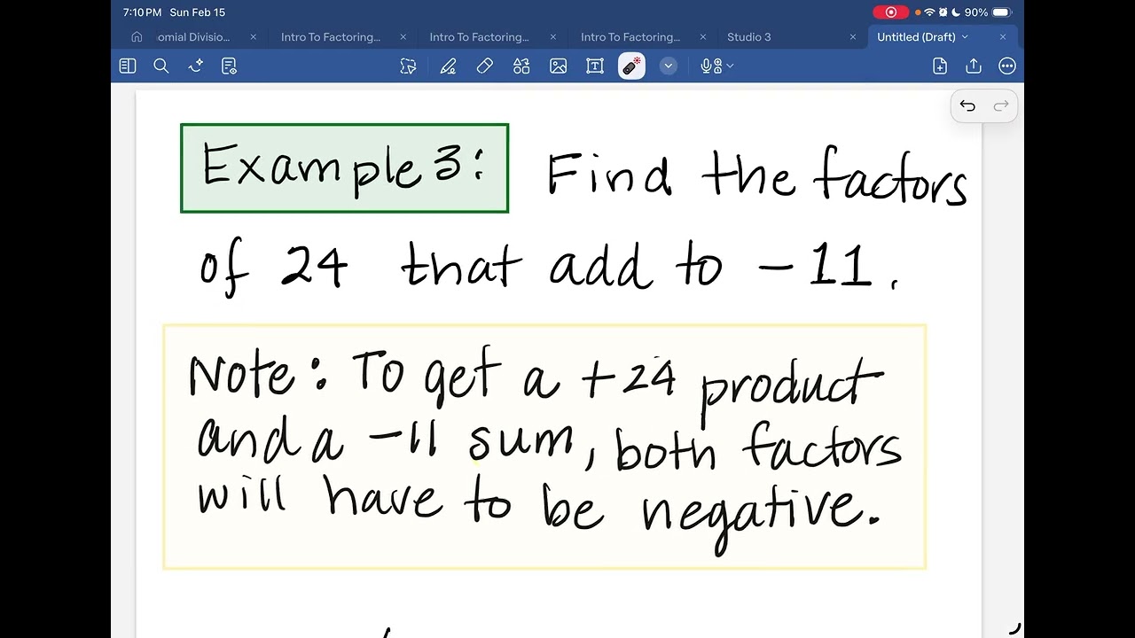 Intro to Factoring Trinomials where a is not 1:  Finding values for b