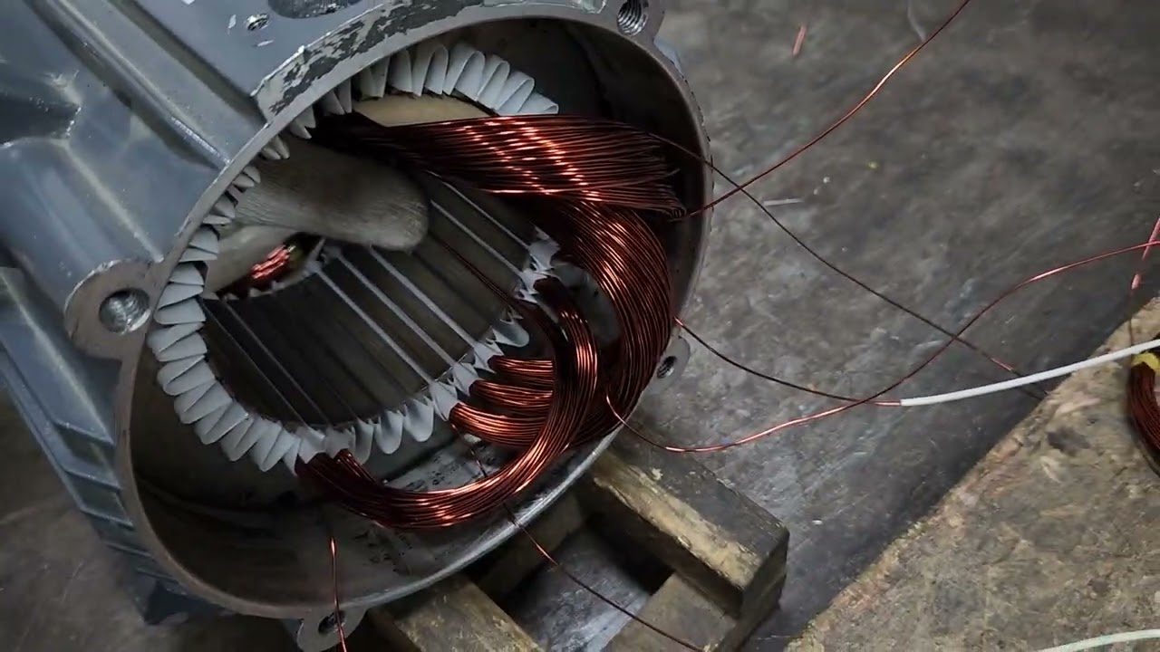 삼상유도전동기 권선작업 입니다. 고정자 36 Slot, coil pich #10, 단층권, single Y-D 입니다.Three-phase induction motor repair