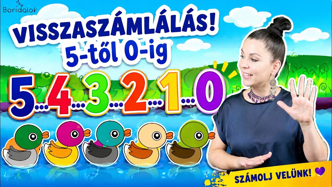 Boridalok II ÖT KACSA 🦆5️⃣4️⃣- SZÁMOLJUNK VISSZA 5 -0 -ig! animáció, gyerekdal #gyerekzene #számok