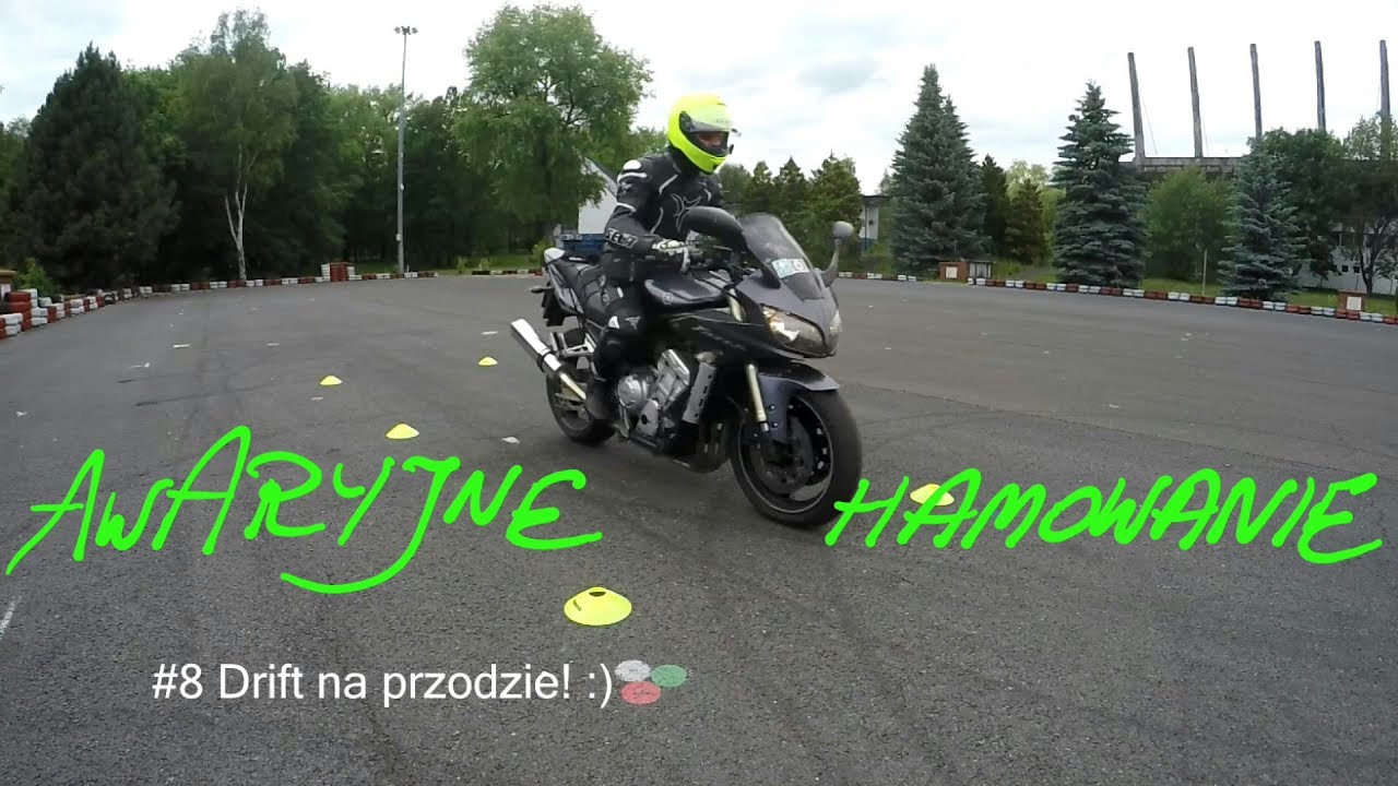 Awaryjne hamowanie motocyklem - Trening używania przedniego i tylnego hamulca