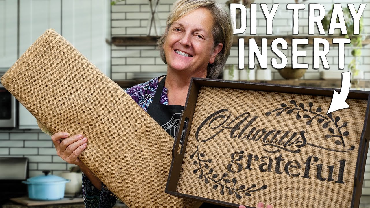 How to Paint and Stencil on Burlap | Farmhouse Crafts | Dollar Tree Placemat DIY