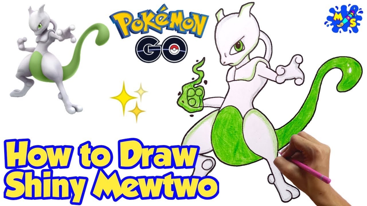 How to Draw Shiny Mewtwo | Pokemon Go | step by step drawing