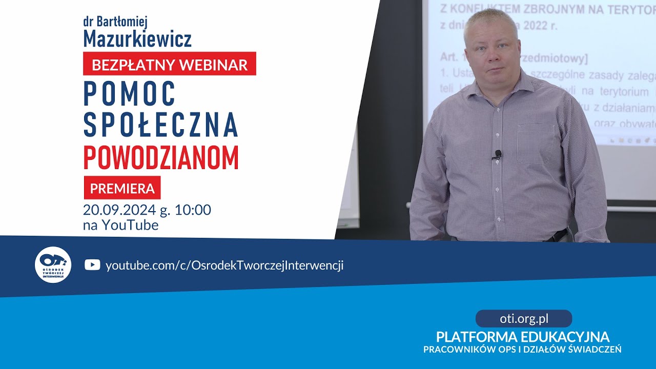 OTi | Bezpłatny Webinar | POMOC SPOŁECZNA POWODZIANOM