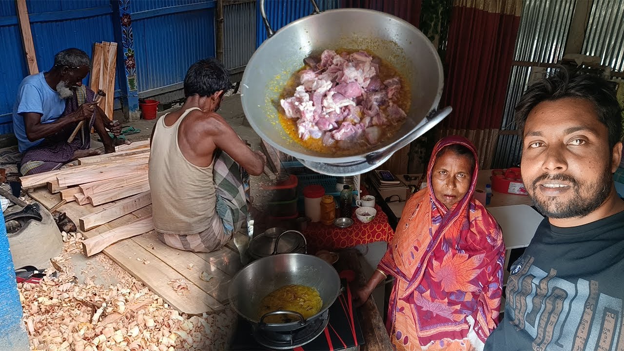 বাড়িতে কাঠ মিস্ত্রিদের জন্য খাসির মাংস সাথে আর কি কি রান্না করা হলো ।