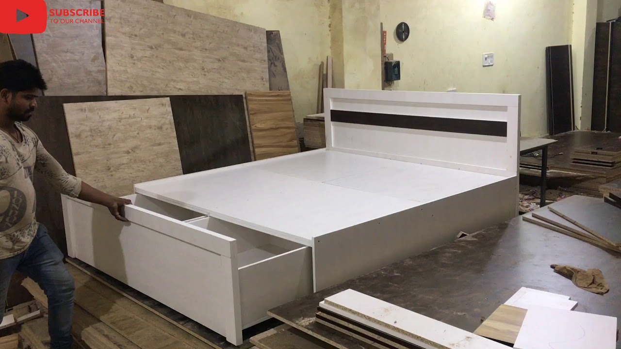 White drawer system double bed |  Easy to open। Deepali Furniture