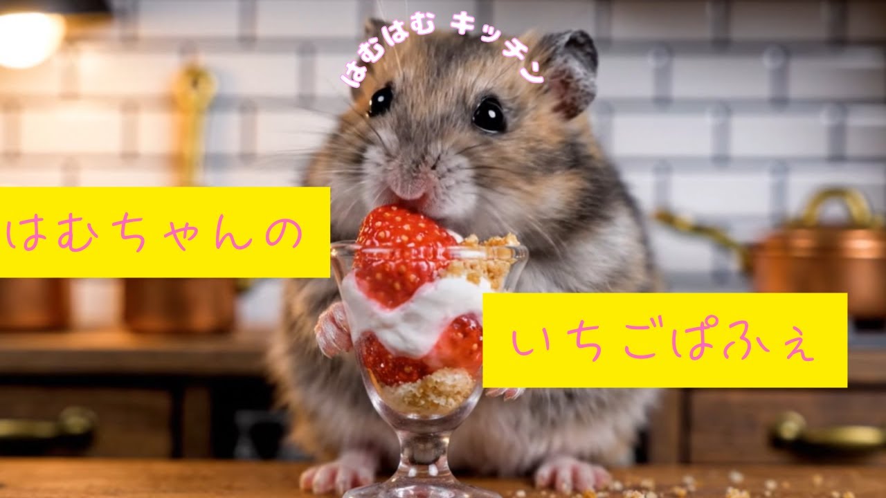 🐹ハムちゃんのいちごパフェ作りミニチュア料理 / Hamster’s Mini Strawberry Parfait 🍓✨ #ミニチュア #ハムスター #ASMR #いちご  #スイーツ #ai生成