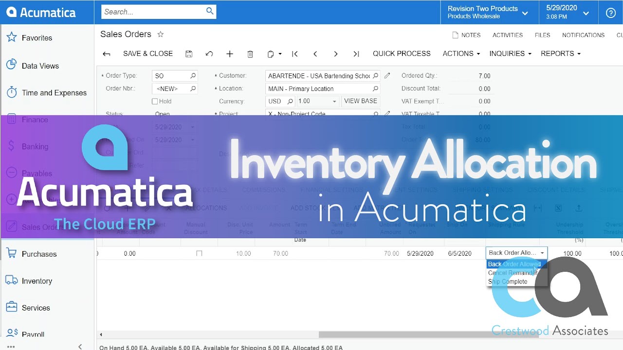 Inventory Allocations in Acumatica