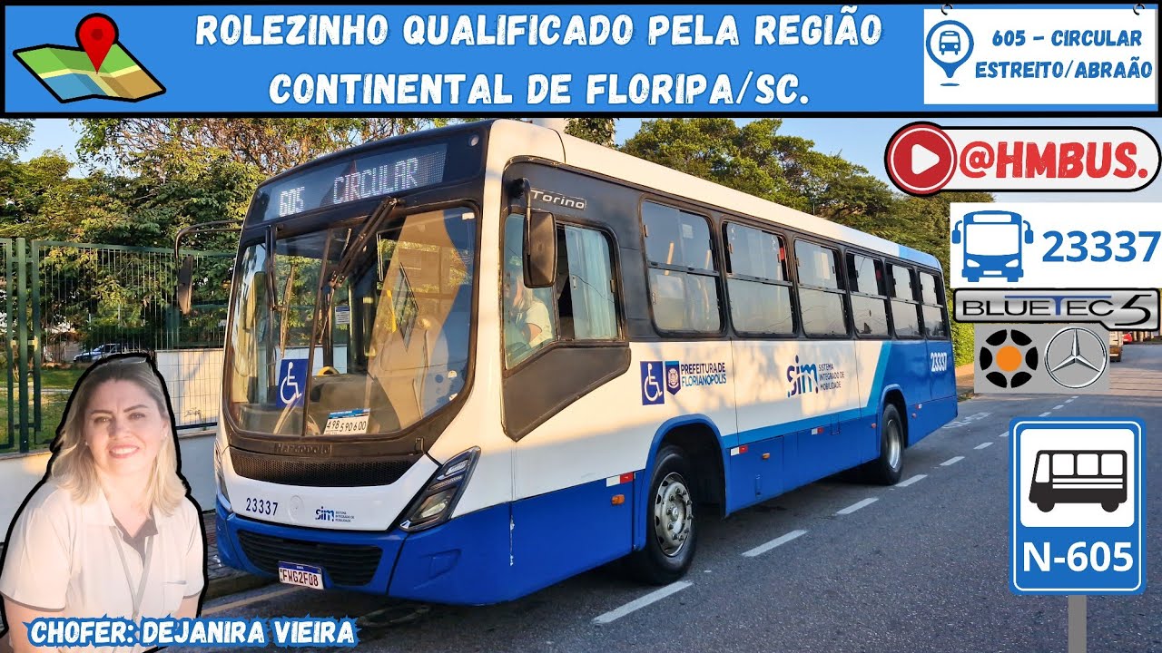Linha 605 - Circular Estreito/Abraão no Marcopolo Torino 2014 OF-1519 BlueTec 5, em Floripa.
