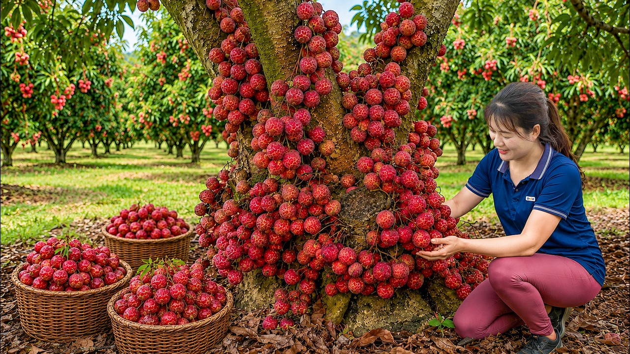 Harvesting RARE Red Lychees to Sell at the Countryside Market | Traditional  Harvesting and Cooking